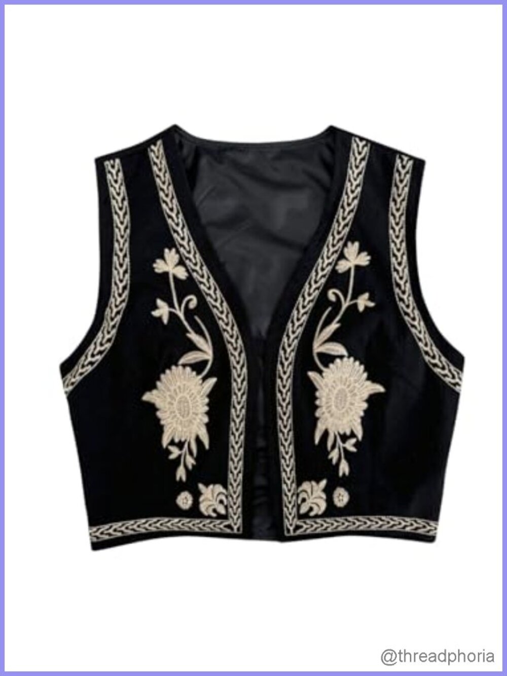 Embroidered Boho Vest, Sleeveless Cowgirl Waistcoat, Open Front Linen Vest